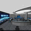 Modern Monitoring Room With Smart Security Command Screens Control Desks And Office Chairs