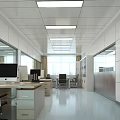 Modern Office Interior With Open Layout Desks Computers Windows And Glass Partitions 3d model