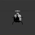 Modern Helicopter Design With White Body Black Rotors And Reflective Surface Background