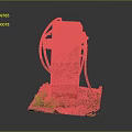 Vintage Red Gas Pump With Grass And Moss At The Base