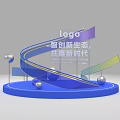 Modern Photo Check In Spot Featuring Logo Innovation Silver Spheres And Colorful Curved Design