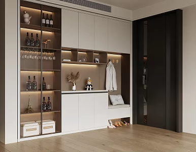 Modern Entrance Shoe Cabinet 3d model