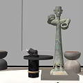 Artistic Sculpture Carving With Modern Design Decorative Bases And Small Table In Indoor Space