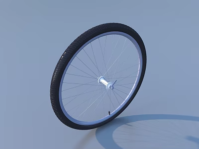 Bicycle Wheel With Black Tire White Rim And Metal Spokes On Light Blue Background 3d model
