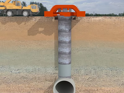 Industrial Equipment Featuring Yellow Crane And Orange Structure For Underground Pipe Work 3d model