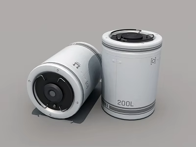 White Cylindrical Ceramic Vessels with Black Lids and 200L Storage Capacity 3d model