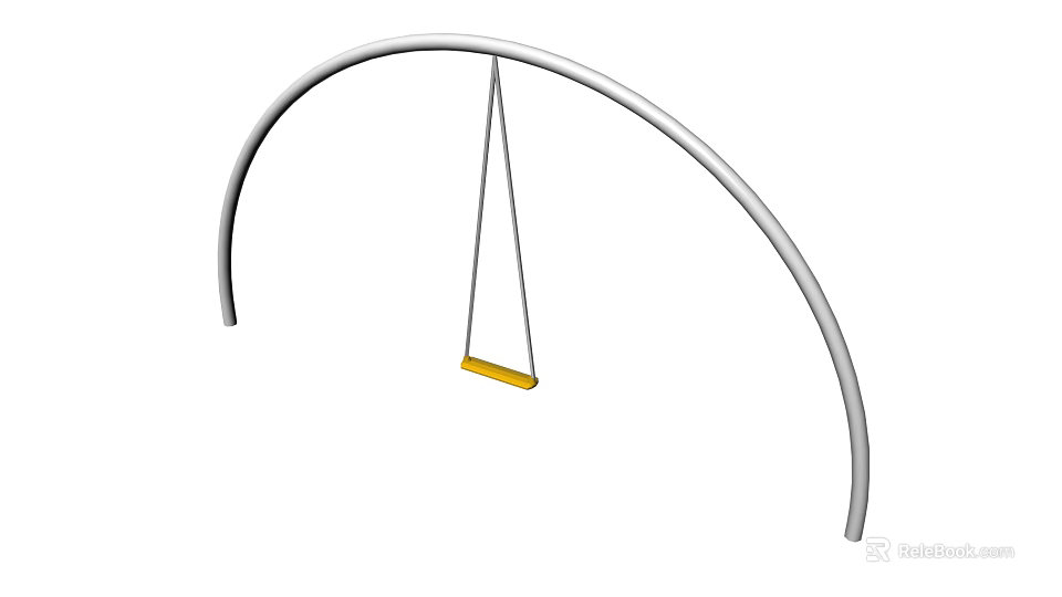 Durable Children's Outdoor Playground Swing With Arched Metal Frame And Yellow Seat 3d model 