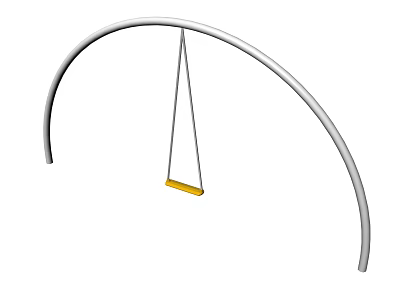 Durable Children's Outdoor Playground Swing With Arched Metal Frame And Yellow Seat 3d model