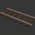 Railroad Track Structure with Wooden Sleepers and Metal Rails 3D Model Design