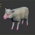 White Lamb Model Standing On Dark Background With Shiny Surface And Realistic Texture