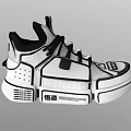 Stylish Black and White Structured Sneakers Showcasing Modern Urban Design Elements 3d model