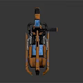Futuristic Orange And Blue Motorcycle With Mechanical Details And Shiny Reflective Surface