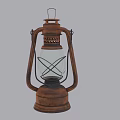 Vintage Kerosene Lamp With Retro Metal Frame Glass Shade And Antique Design Details
