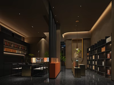 Modern Interior Design With Bookshelves Green Plants And Cozy Seating 3d model