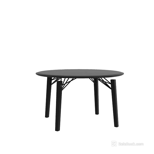 Black Round Coffee Table With Modern Sleek Design And Sturdy Legs For Living Room 3d model 