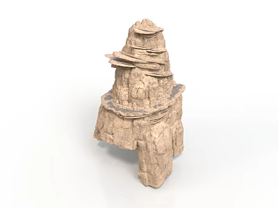Natural Wood Stone Decorative Sculpture With Layered Texture And Stacked Design 3d model