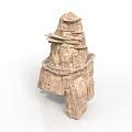 Natural Wood Stone Decorative Sculpture With Layered Texture And Stacked Design