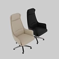 Modern Office Chair Black And Beige High Backrest Leather Upholstery Wheeled Base Design