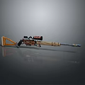 Tactical Sniper Rifle With Sniper Scope Orange Stock And Long Barrel