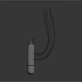 3D Rendered Tubular Device With White Body Tail Structure And Multi Colored Connected Cables