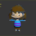 Cartoon Girl Character With Brown Hair Blue And Purple Striped Shirt Surprised Expression Arms Outstretched
