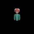 Cartoon Old Man With White Hair And White Beard In Light Green Clothing With Buttons