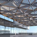 Modern Geometric Metal Grid Sunshade Design For Building Exterior Outdoor Area