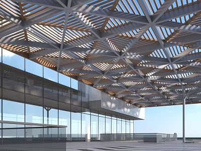 Modern Geometric Metal Grid Sunshade Design For Building Exterior Outdoor Area 3d model