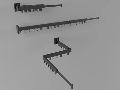 Black Metal Wall Mounted Hangers with Multiple Hooks and Different Shapes for Home Organization 3d model