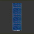 Cartoon Style Tall Blue Solar Panel with Small Blue White Device on Gray Gradient Background