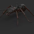Detailed 3D Ant Model With Metallic Texture And Extended Legs On Dark Background