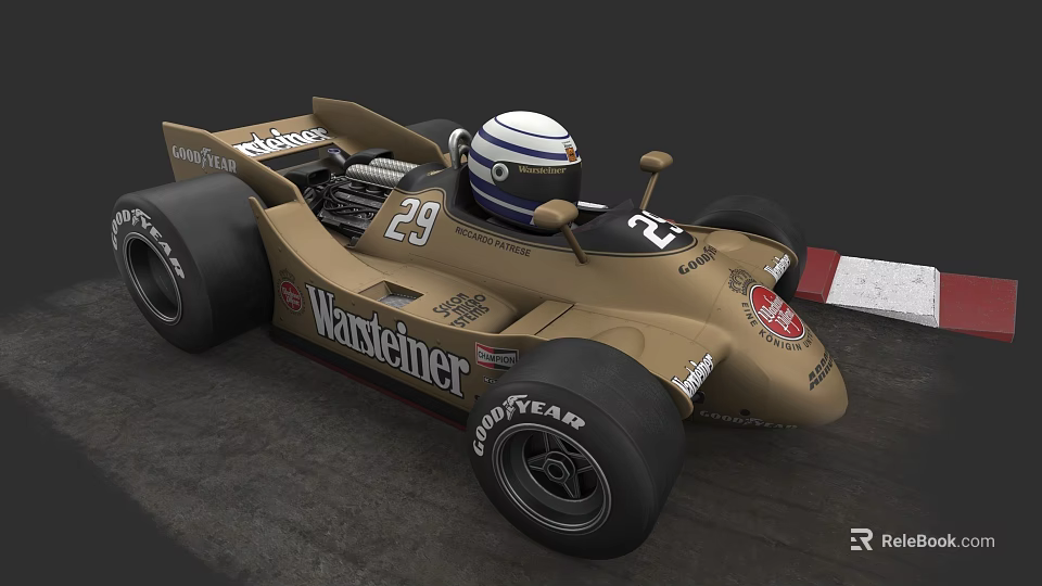Electric Toy Racing Car With Number 29 Logo Design And Brown Color Helmet 3d model 