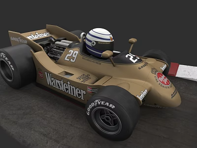 Electric Toy Racing Car With Number 29 Logo Design And Brown Color Helmet 3d model