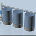 Industrial Equipment Featuring Large Blue Storage Tanks Conveyor System And Building