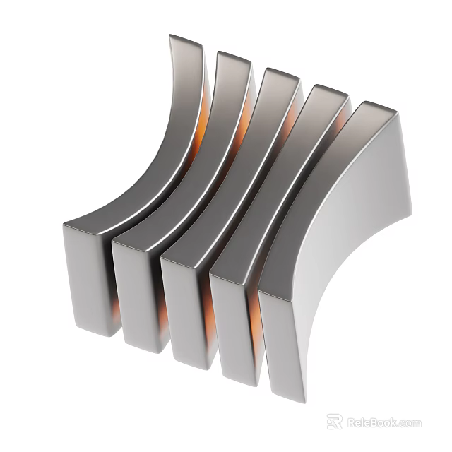 Industrial Equipment Featuring Multiple Curved Metal Blocks For Heavy Machinery 3d model 