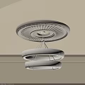 Modern Double Ring White Chandelier With Beige Decorative Ceiling Plate 3d model