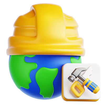 Hardware Tools Kit With Hammer Screwdriver Yellow Hard Hat And Globe For Practical Use 3d model