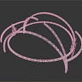 Shiny Curved Metal Frame Structure Featuring Interconnected Arcs And Silver Finish