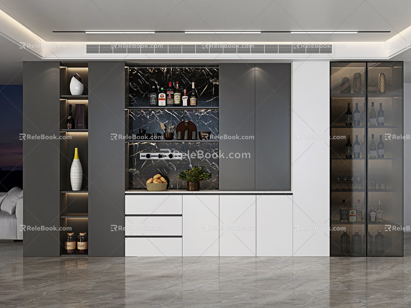 Modern Sideboard Wine Cabinet 3d model