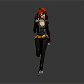Animated Female Character With Red Hair And Black Outfit Running