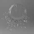 Transparent Water Splash With Dynamic Splashing Droplets In Mid Air 3d model