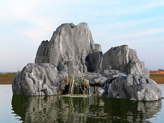 rockery modern stone mountain flowing water 3d model