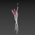 Vibrant Red And Purple Leaves With Yellow Stems And Blue Roots On Black Background