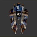 Futuristic Metallic Spaceship With Blue Bronze Wings And Detailed Design
