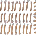 Human Arms And Hands In Various Poses Arranged On Light Background 3d model