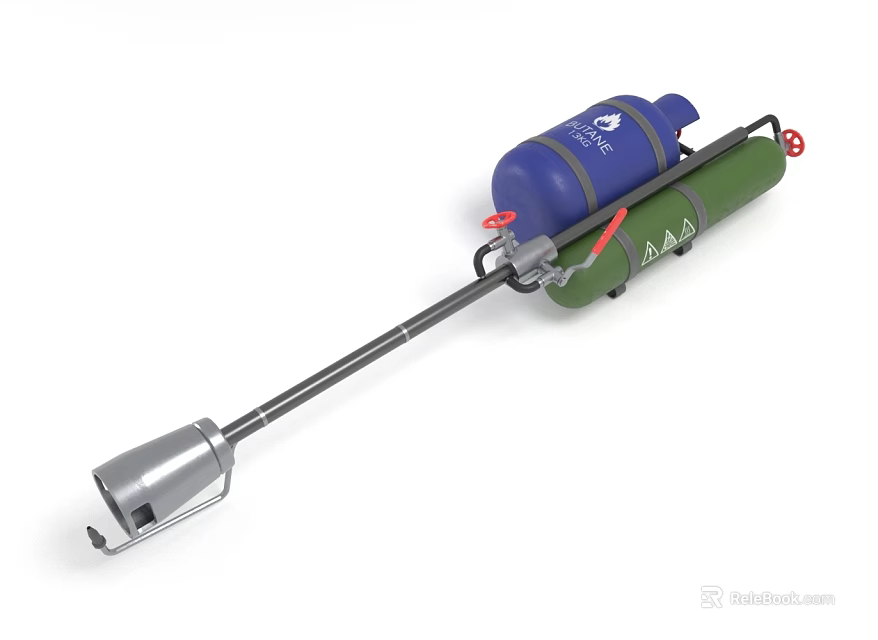Portable Equipment With Blue Cylinder Green Component Metal Rod And Tool Head 3d model 