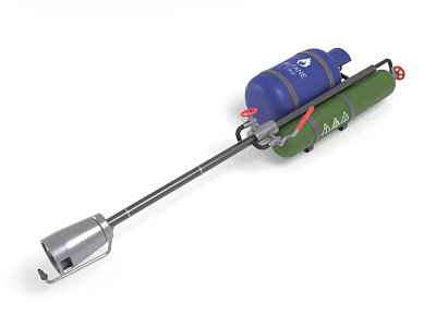 Portable Equipment With Blue Cylinder Green Component Metal Rod And Tool Head 3d model