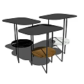 Modern Nested Side Tables With Black Tops Thin Metal Legs And Multi Material Shelves 3d model
