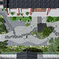 Traditional Chinese Ancient Architecture Courtyard With Stone Pathway Pine Trees And Lanterns