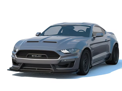 Gray Sports Muscle Car With SPOILT Logo Front Grille And Black Alloy Wheels 3d model